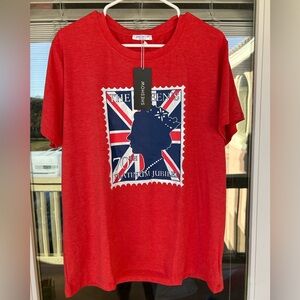 Red Graphic Sheshow T-Shirt with Jubilee Design